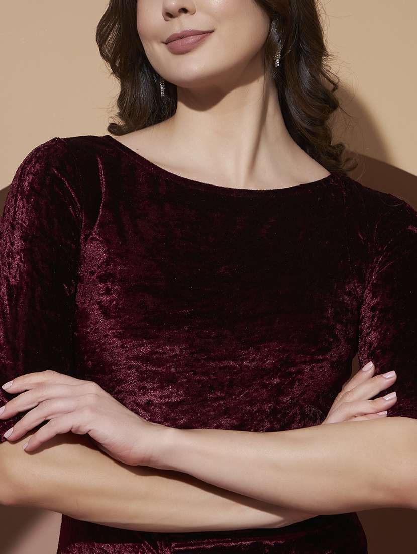 women solid round neck bodycon dress - 22489490 -  Standard Image - 1