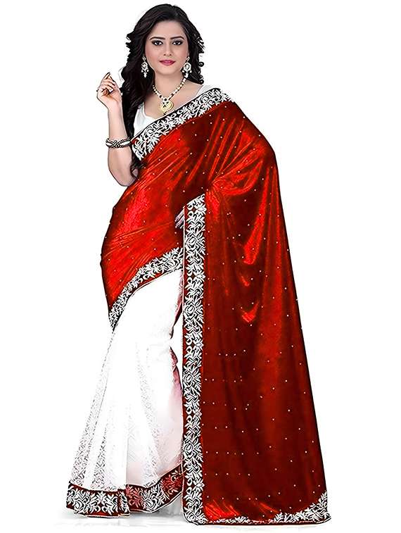women self design half & half saree with blouse