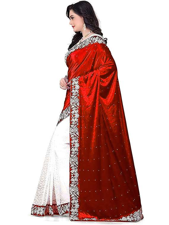 women self design half & half saree with blouse - 22489495 -  Standard Image - 1