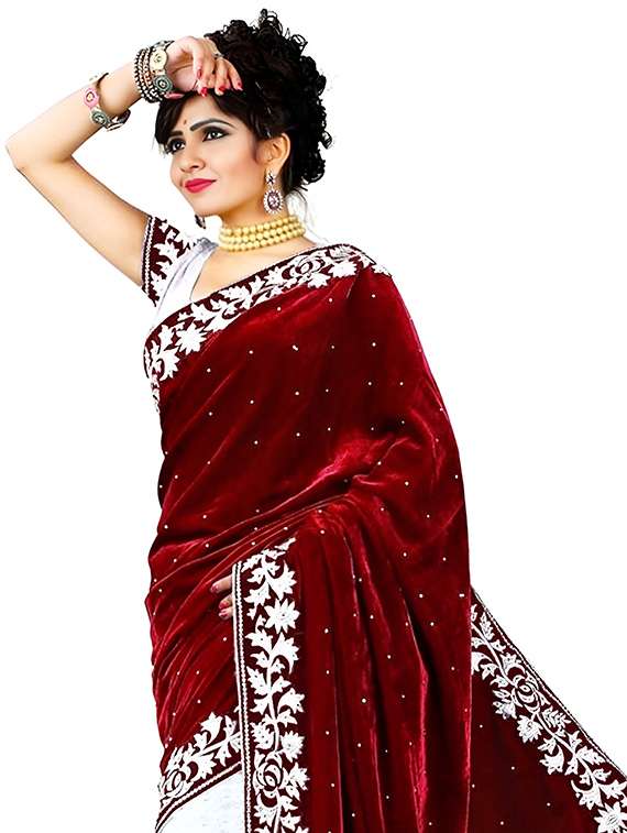 women self design half & half saree with blouse - 22489498 -  Standard Image - 1