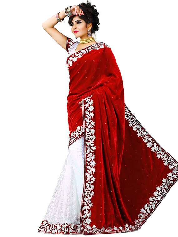 women self design half & half saree with blouse