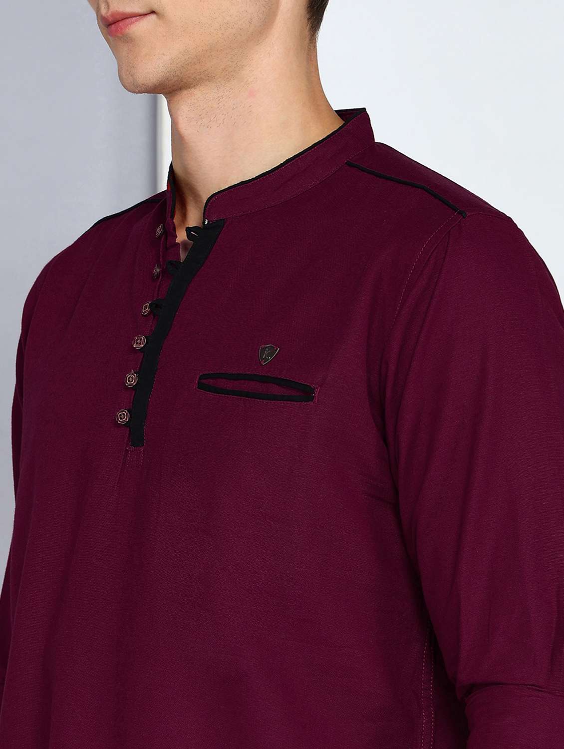 men solid mandarin neck short kurta - 22489536 -  Standard Image - 1