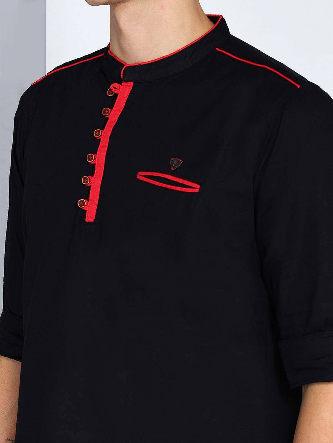 men solid mandarin neck short kurta - 22489538 -  Standard Image - 1
