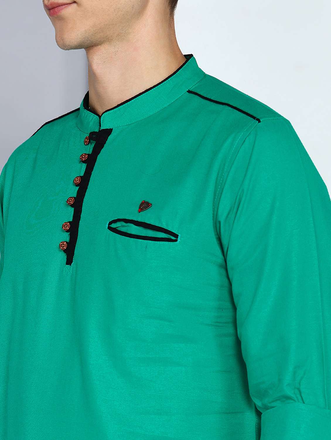 men solid mandarin neck short kurta - 22489540 -  Standard Image - 1