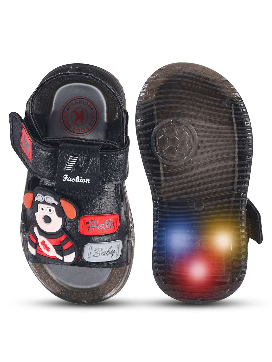 kids black synthetic floater - 22489553 -  Standard Image - 4