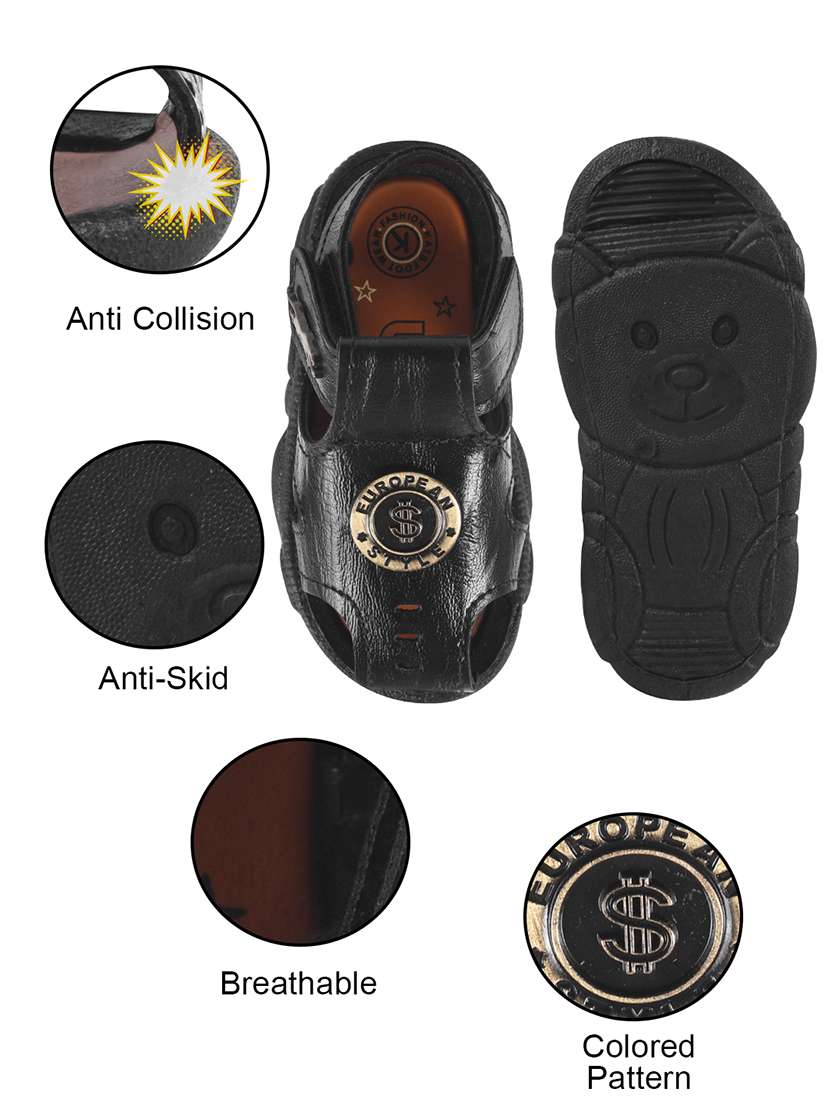 Kids Black Synthetic Floater - 22489568 -  Standard Image - 4
