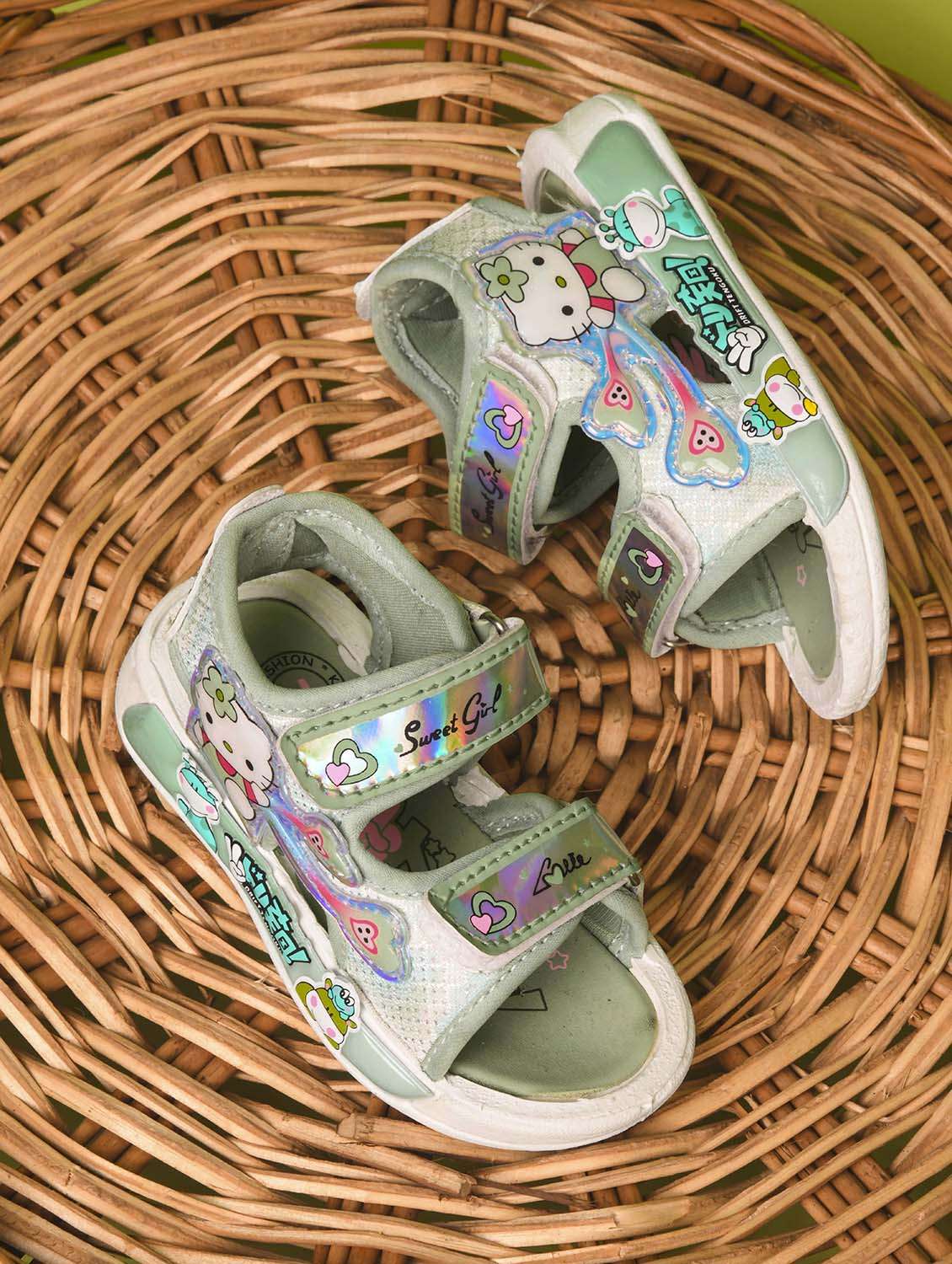 Kids Green Synthetic Floater - 22489605 -  Standard Image - 1