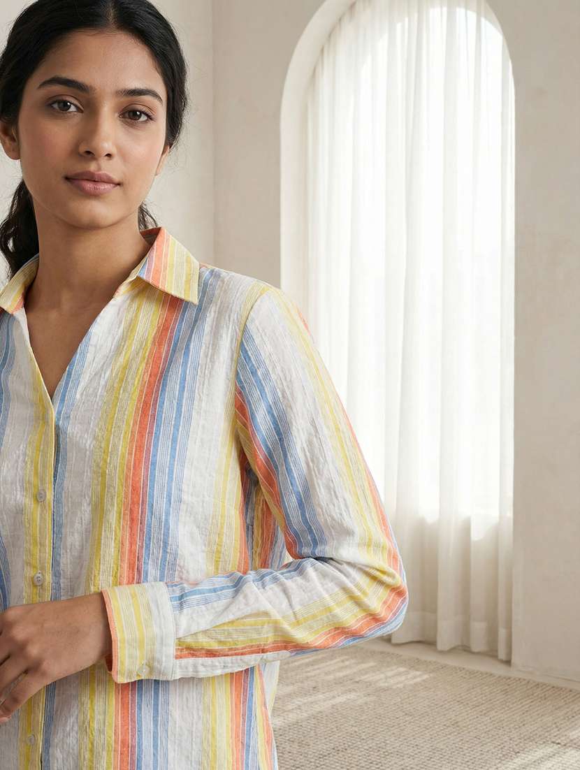 women multi colored cotton regular shirt