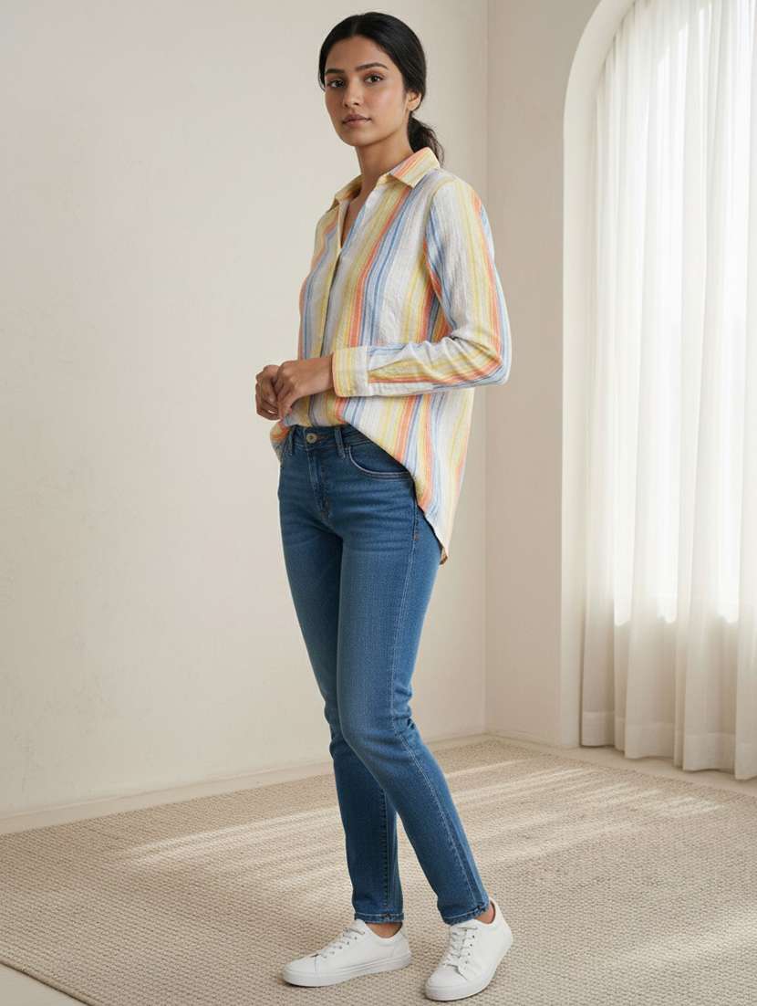 women multi colored cotton regular shirt - 22489734 -  Standard Image - 4
