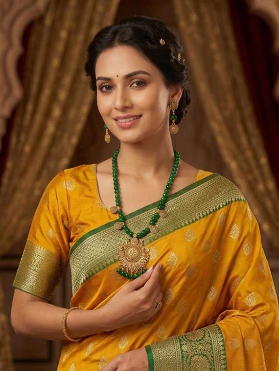 Ethnic Green Oxidized Metal Necklace And Earrings Set - 22489781 -  Standard Image - 1