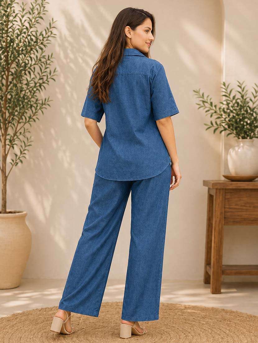 girls linen short sleeve button down top and trouser set - 22489788 -  Standard Image - 4