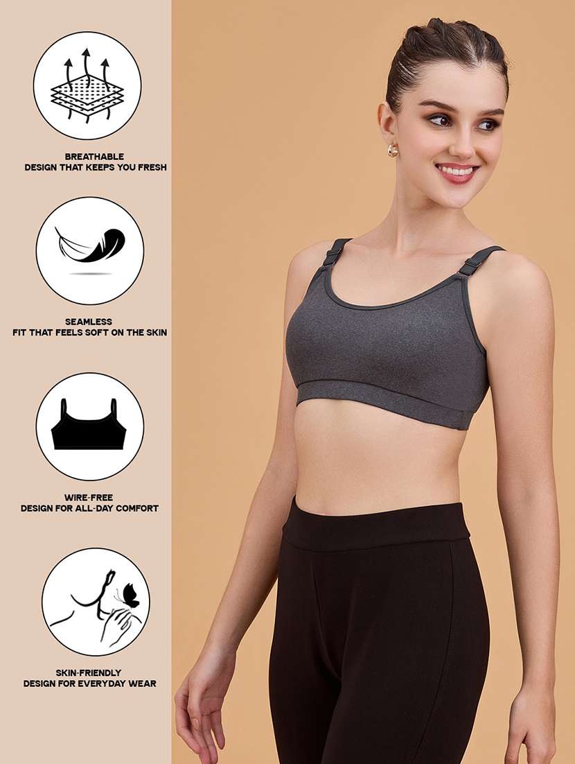 women purple lycra non padded sports bra - 22489795 -  Standard Image - 4