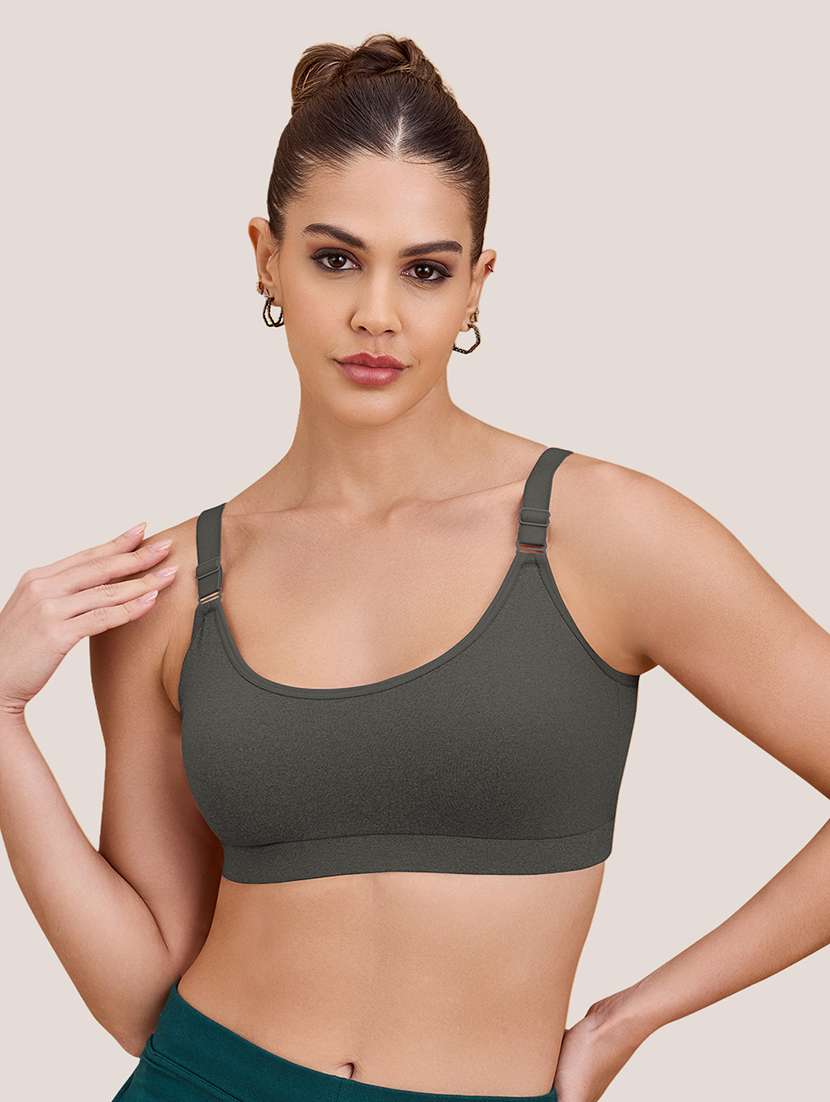 women pack of 2 non padded lycra regular strap sports bra - 22489800 -  Standard Image - 1