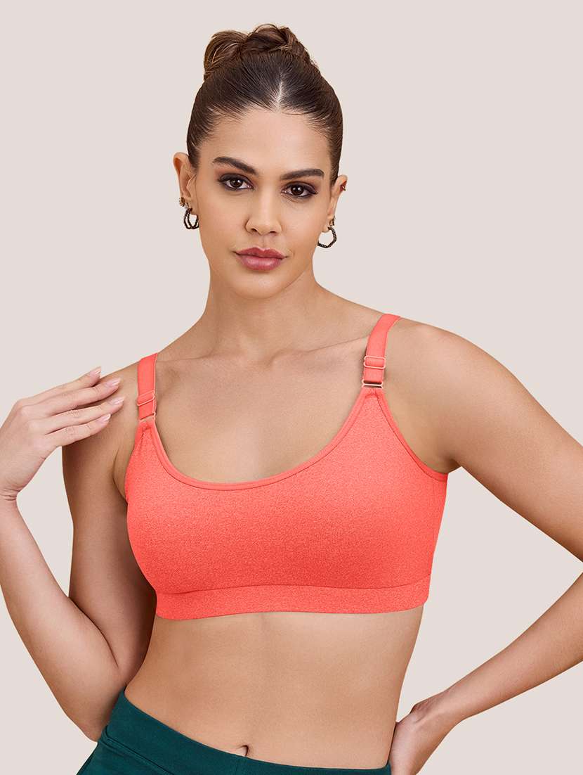 women pack of 2 non padded lycra regular strap sports bra - 22489800 -  Standard Image - 4