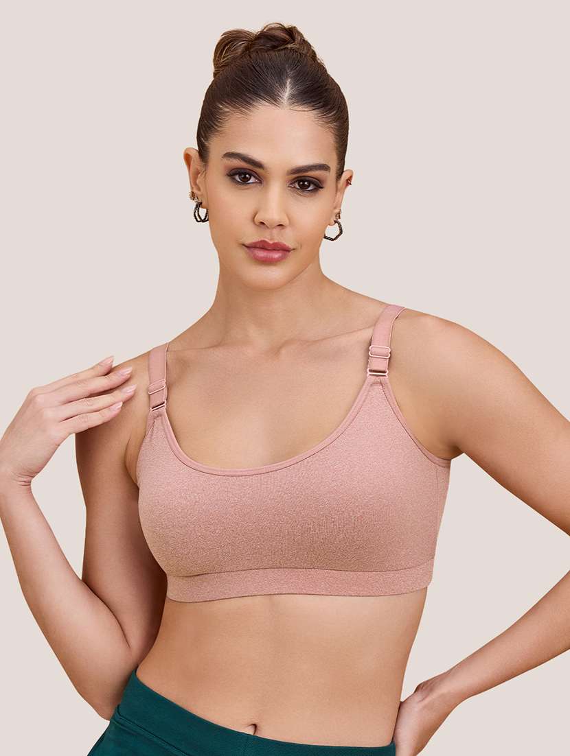 women pack of 2 non padded lycra regular strap sports bra - 22489804 -  Standard Image - 1