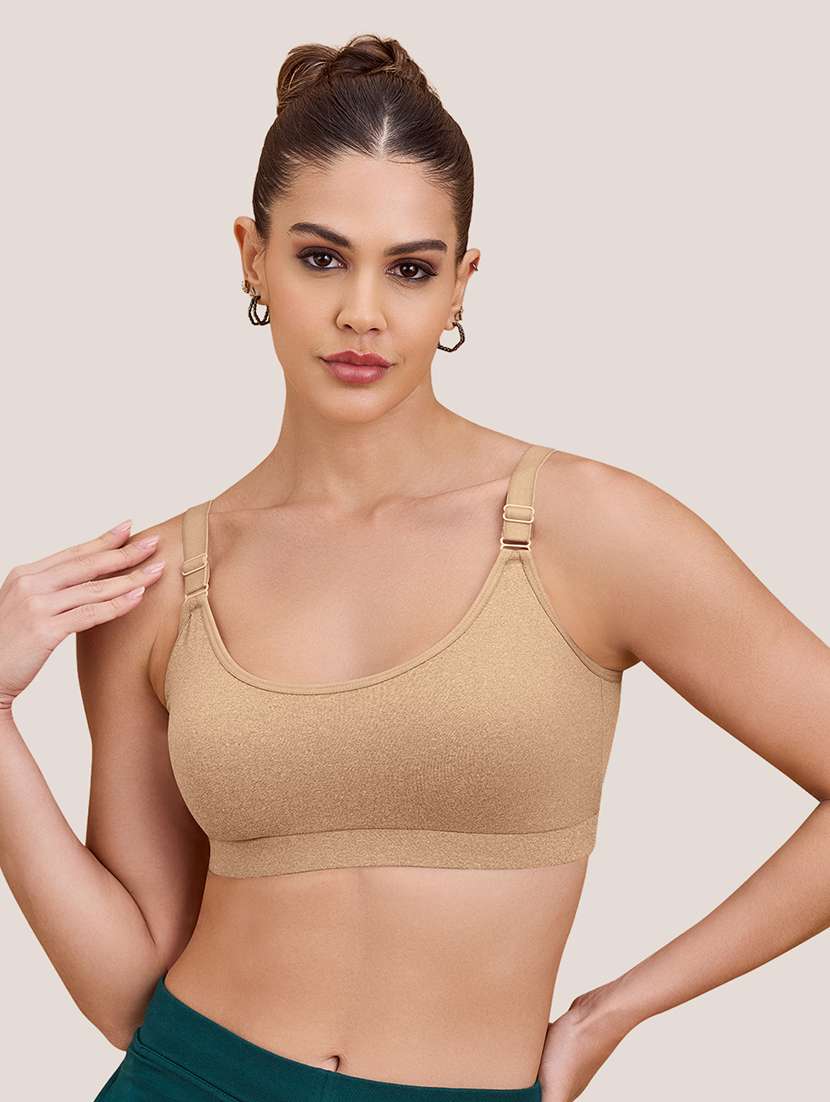 women pack of 2 non padded lycra regular strap sports bra - 22489804 -  Standard Image - 4