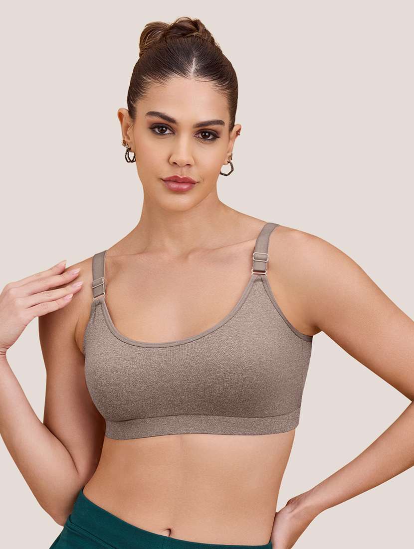 women pack of 2 non padded lycra regular strap sports bra - 22489809 -  Standard Image - 1