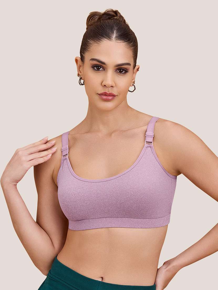 women pack of 2 non padded lycra regular strap sports bra - 22489810 -  Standard Image - 1