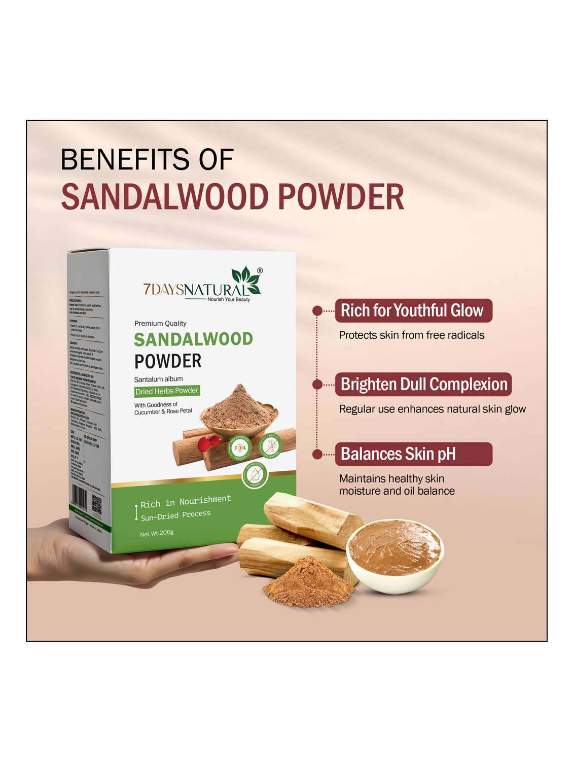 7daysnatural premium quality sandalwood loose powder white natural finish - 22489823 -  Standard Image - 1