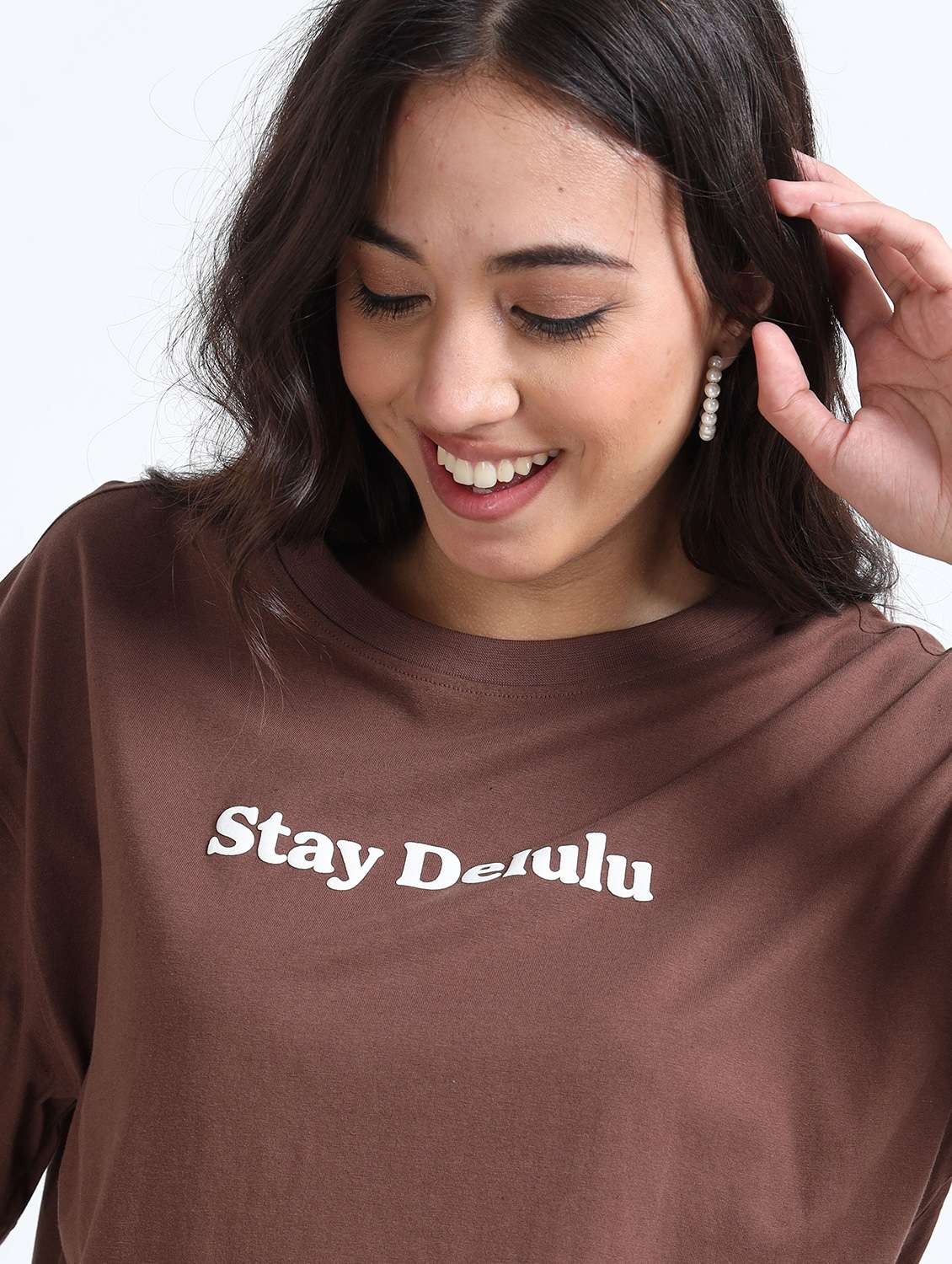 women brown cotton boxy t-shirt - 22489827 -  Standard Image - 1
