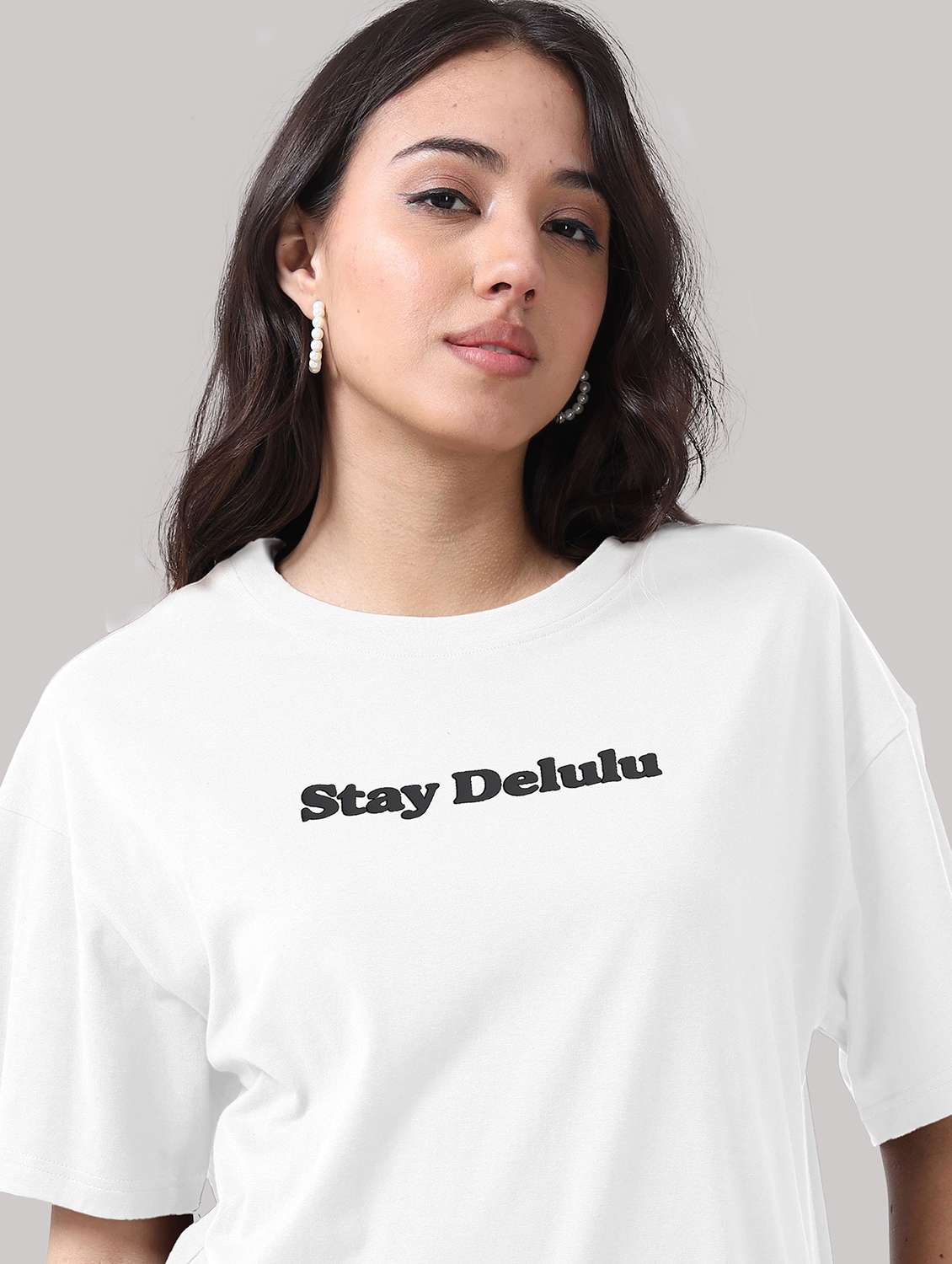 girls round neck oversized fit cotton t-shirt with graphic print - 22489828 -  Standard Image - 1