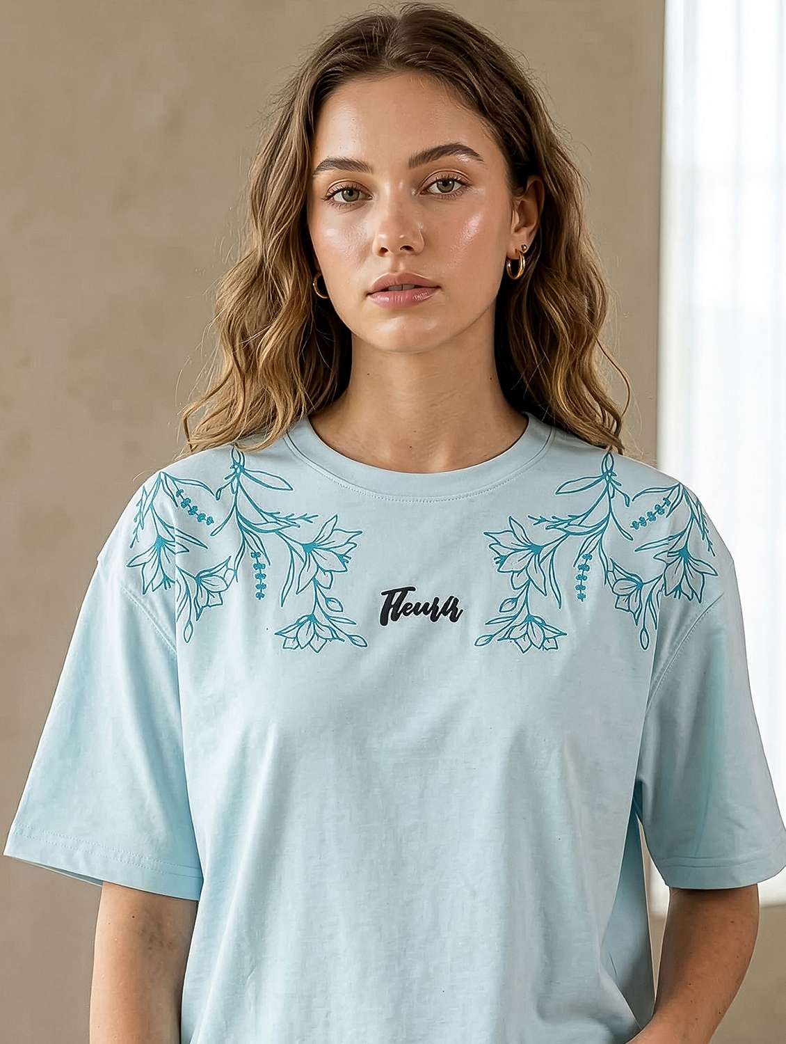 Women Blue Cotton Boxy T-shirt - 22489835 -  Standard Image - 1