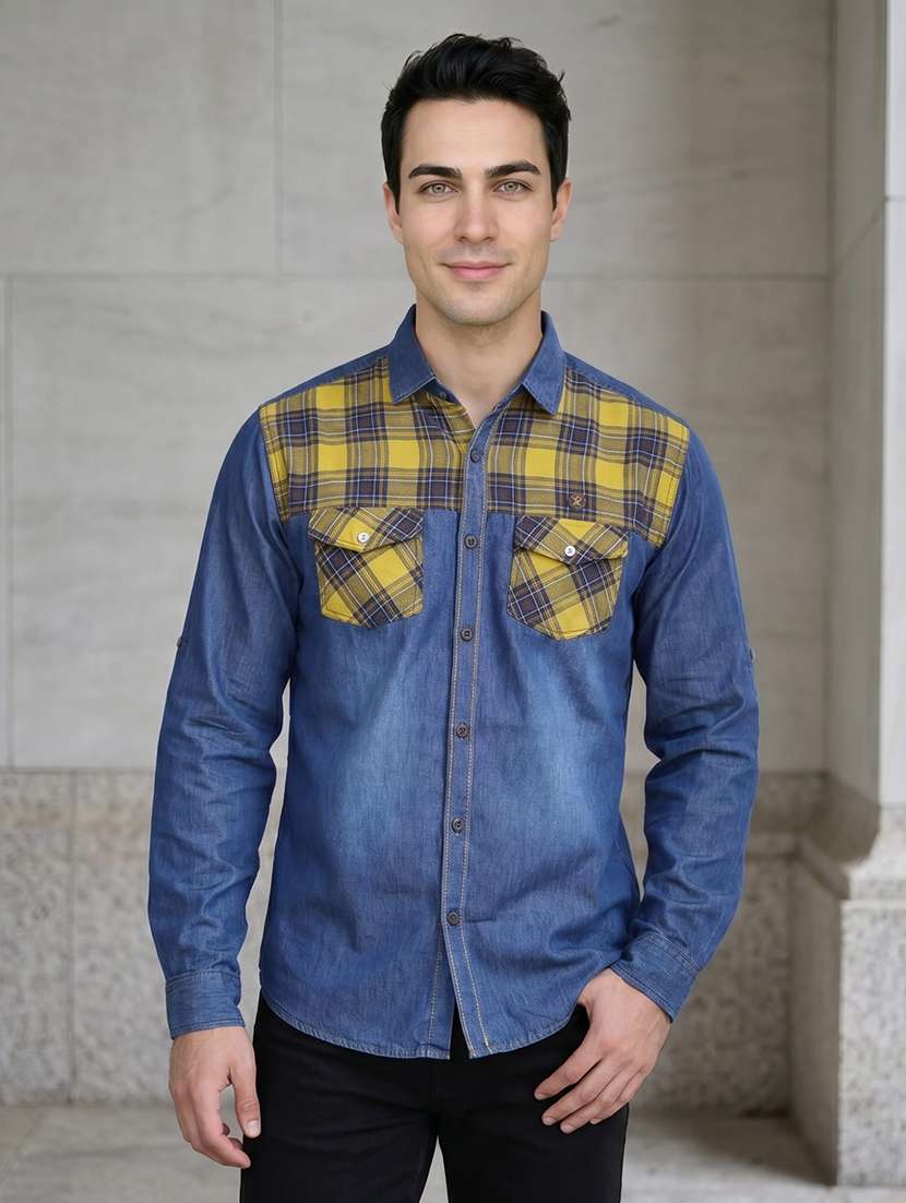 men checkered long sleeve regular fit casual shirt