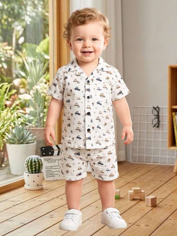 boys printed short sleeves shirt and shorts set - 22489865 -  Standard Image - 1