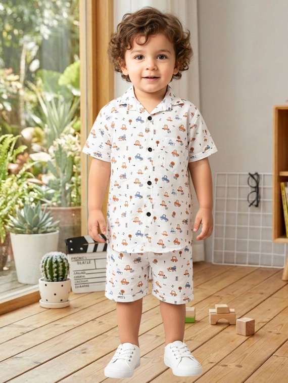 boys printed short sleeves shirt and shorts set - 22489867 -  Standard Image - 1
