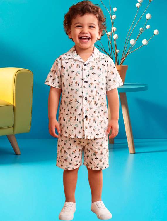 boys printed short sleeves shirt and shorts set - 22489869 -  Standard Image - 1