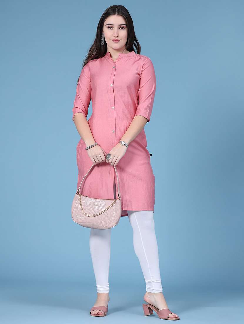 women self design three quarter sleeve straight kurta