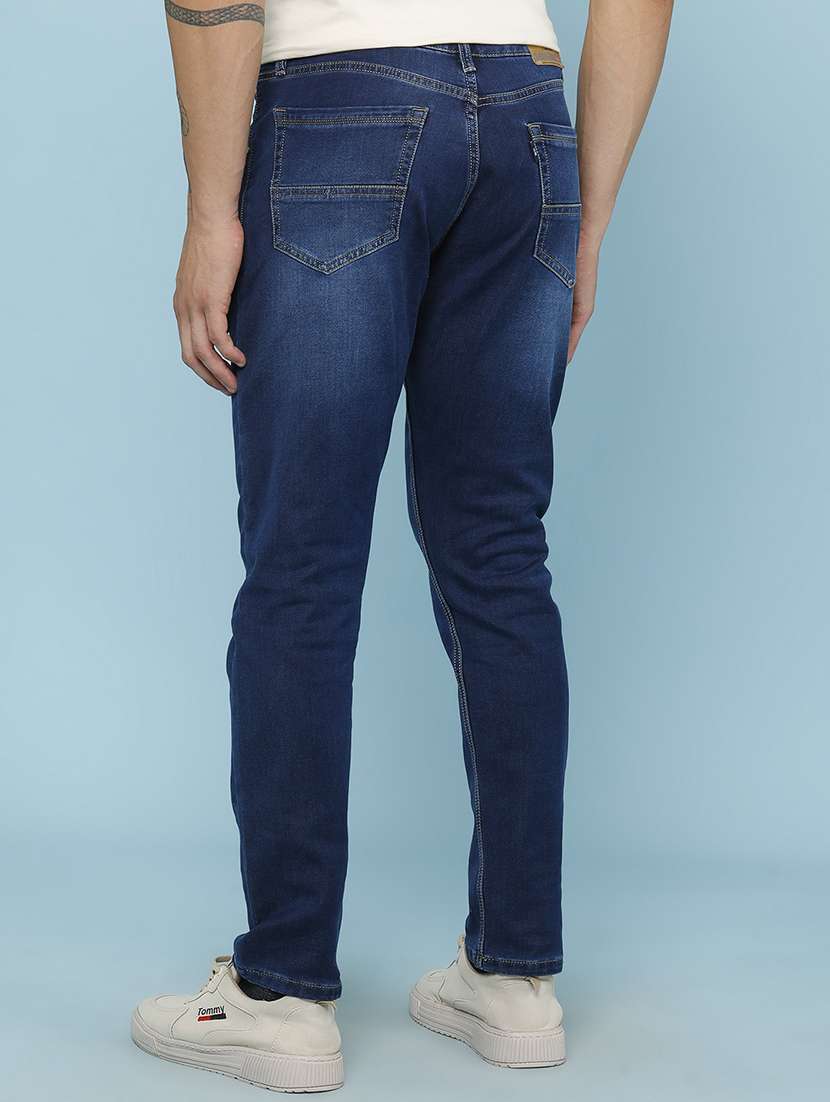 Men Washed Mid Rise Full Length Tapered Jeans - 22490111 -  Standard Image - 4