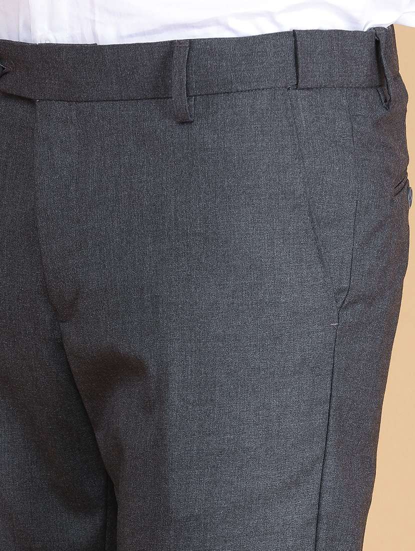 men solid mid rise regular fit trouser - 22490115 -  Standard Image - 1