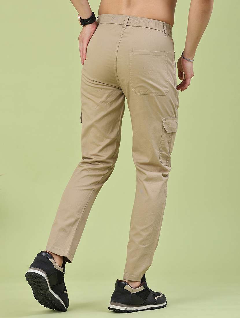 men solid mid rise regular fit cargo  - 22490270 -  Standard Image - 4