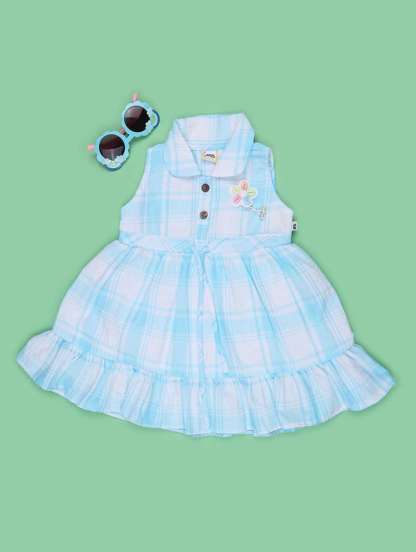 Girls Printed Sleeveless Tiered Frock - 22490302 -  Standard Image - 1