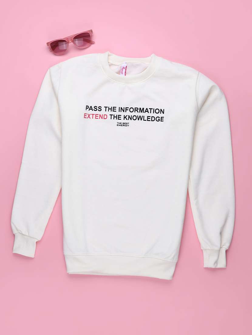 Girls Typographic Long Sleeves Regular Fit Sweatshirt - 22490431 -  Standard Image - 1