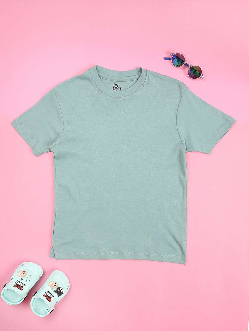 Boys Self Design Short Sleeves Regular Fit T-shirt - 22490572 -  Standard Image - 1