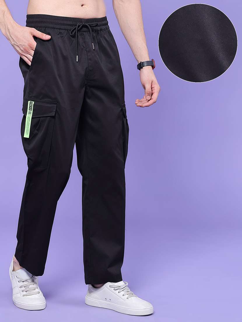 Men Solid Mid Rise Regular Fit Cargo - 22490831 -  Standard Image - 1