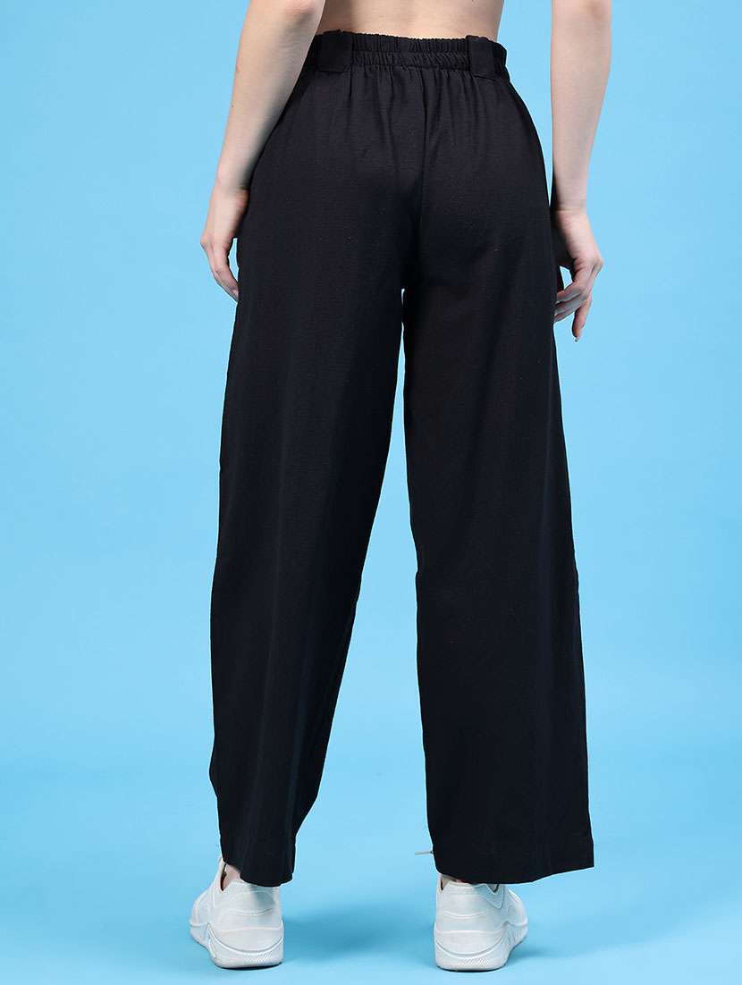 Women Solid Mid Rise Straight Pleated Trouser - 22490834 -  Standard Image - 4