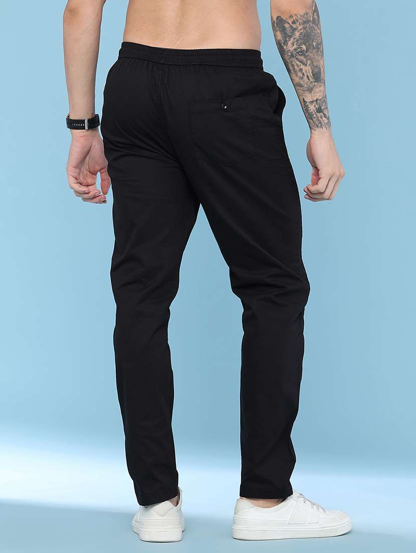 men solid mid rise flat front casual trouser - 22490866 -  Standard Image - 4