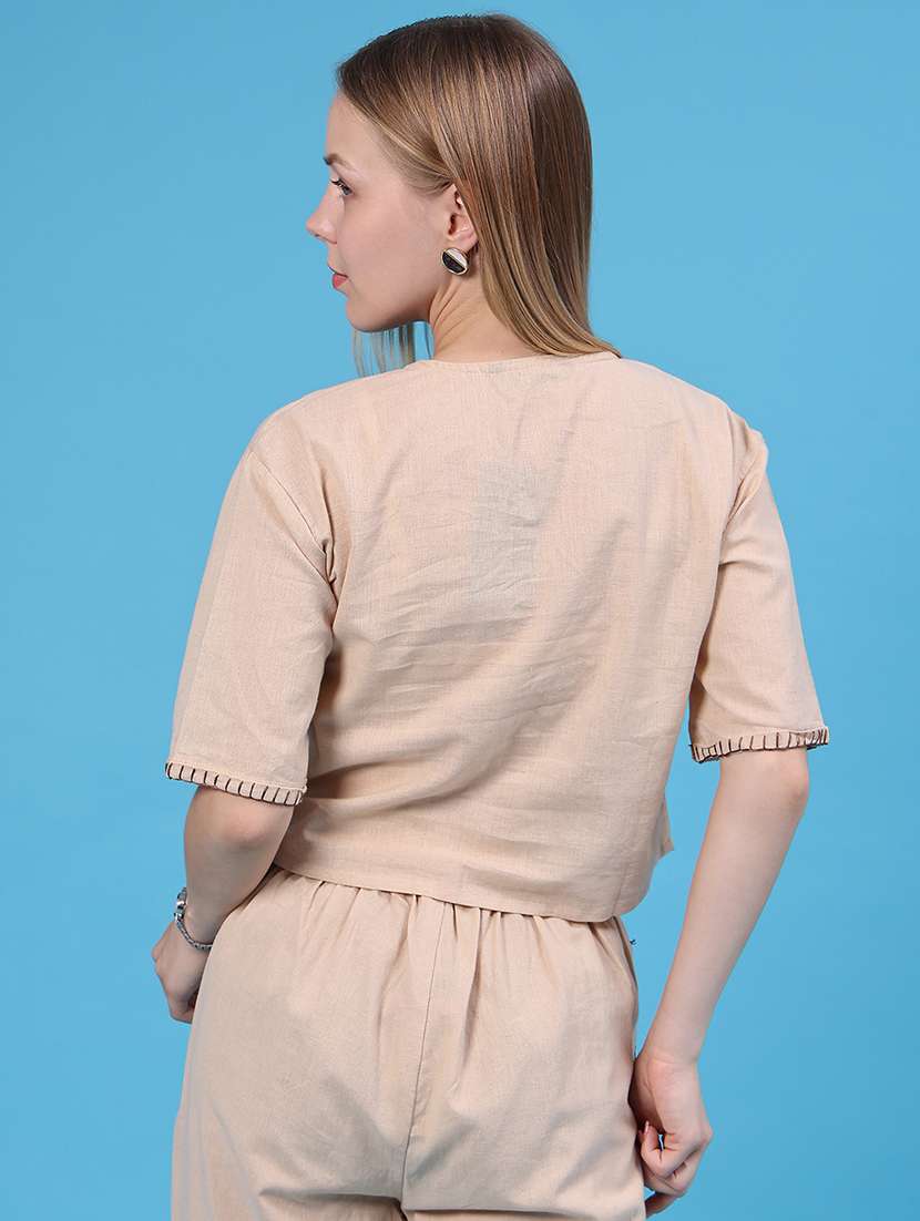 Women Embroidered Short Sleeves Shirt Style Top - 22490893 -  Standard Image - 4