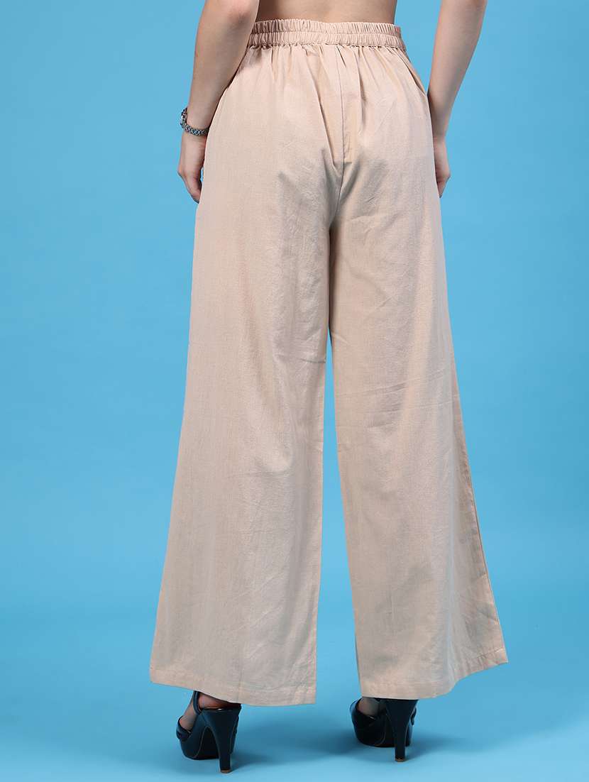 Women Solid High Rise Wide Leg Trouser - 22490894 -  Standard Image - 4