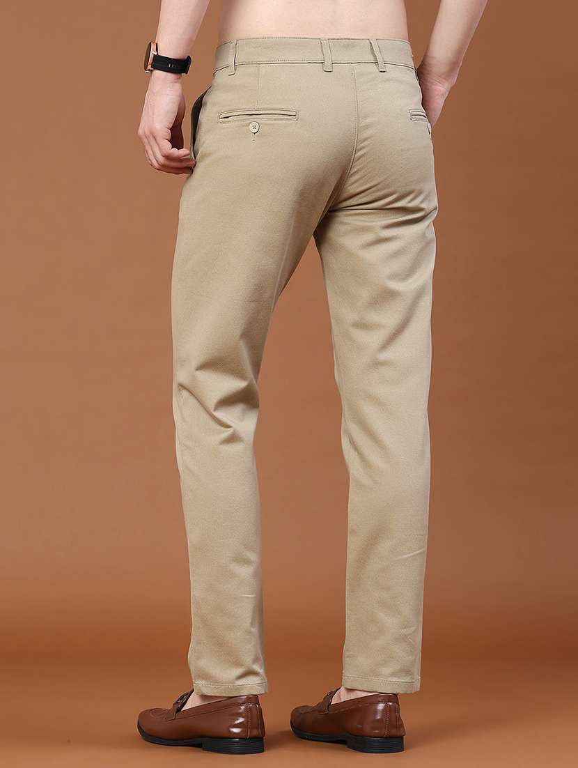 Men Solid Mid Rise Slim Fit Chinos - 22491002 -  Standard Image - 4