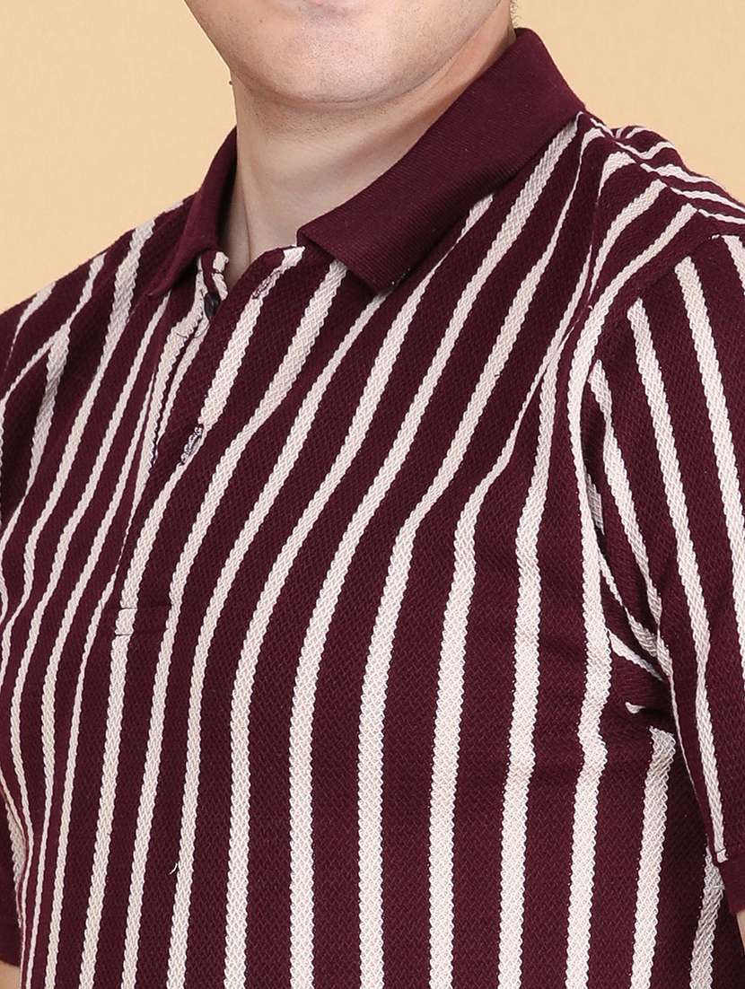 Men Striped Short Sleeve Regular Fit Polo T-shirt - 22491015 -  Standard Image - 1