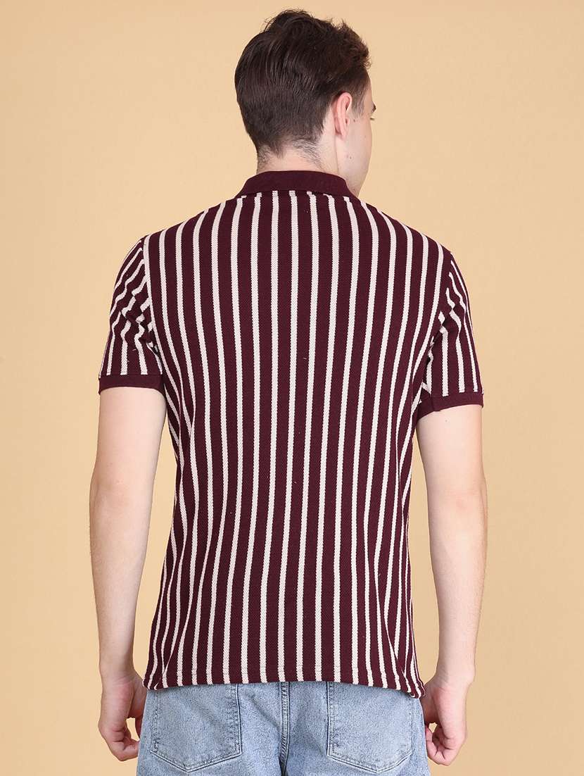 Men Striped Short Sleeve Regular Fit Polo T-shirt - 22491015 -  Standard Image - 4