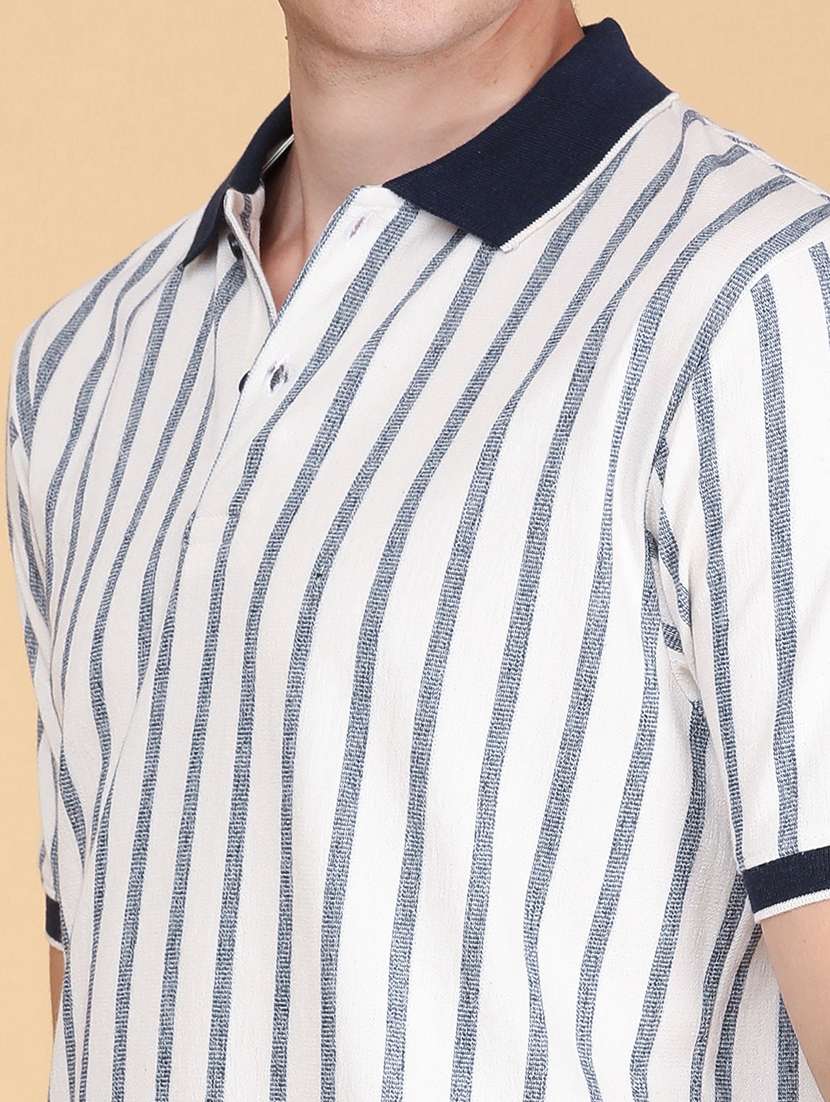 Men Striped Short Sleeve Regular Fit Polo T-shirt - 22491019 -  Standard Image - 1