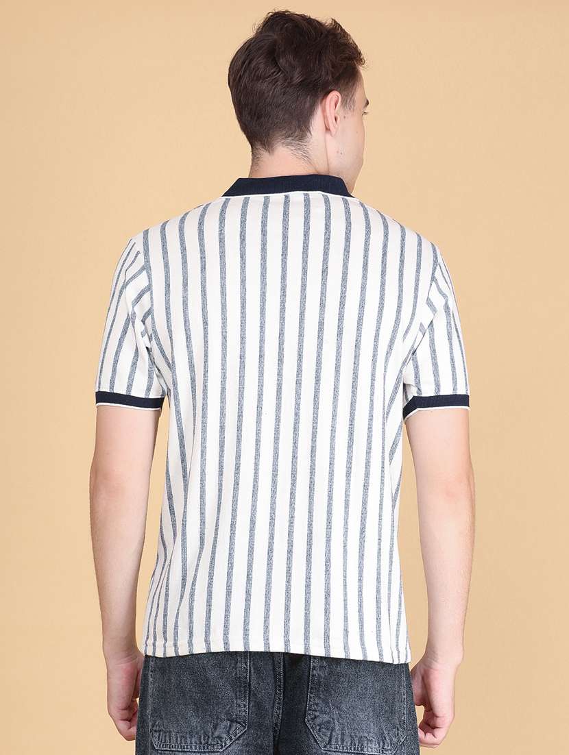 Men Striped Short Sleeve Regular Fit Polo T-shirt - 22491019 -  Standard Image - 4