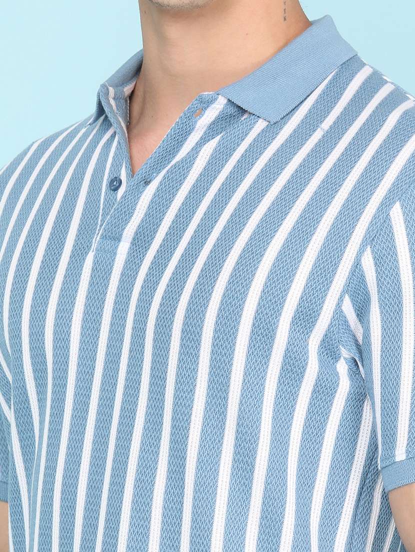 Men Striped Short Sleeve Regular Fit Polo T-shirt - 22491028 -  Standard Image - 1