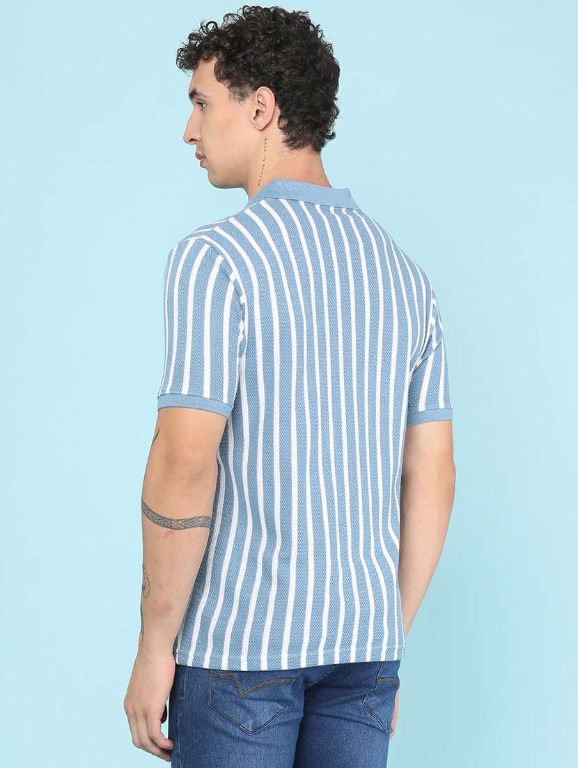 Men Striped Short Sleeve Regular Fit Polo T-shirt - 22491028 -  Standard Image - 4