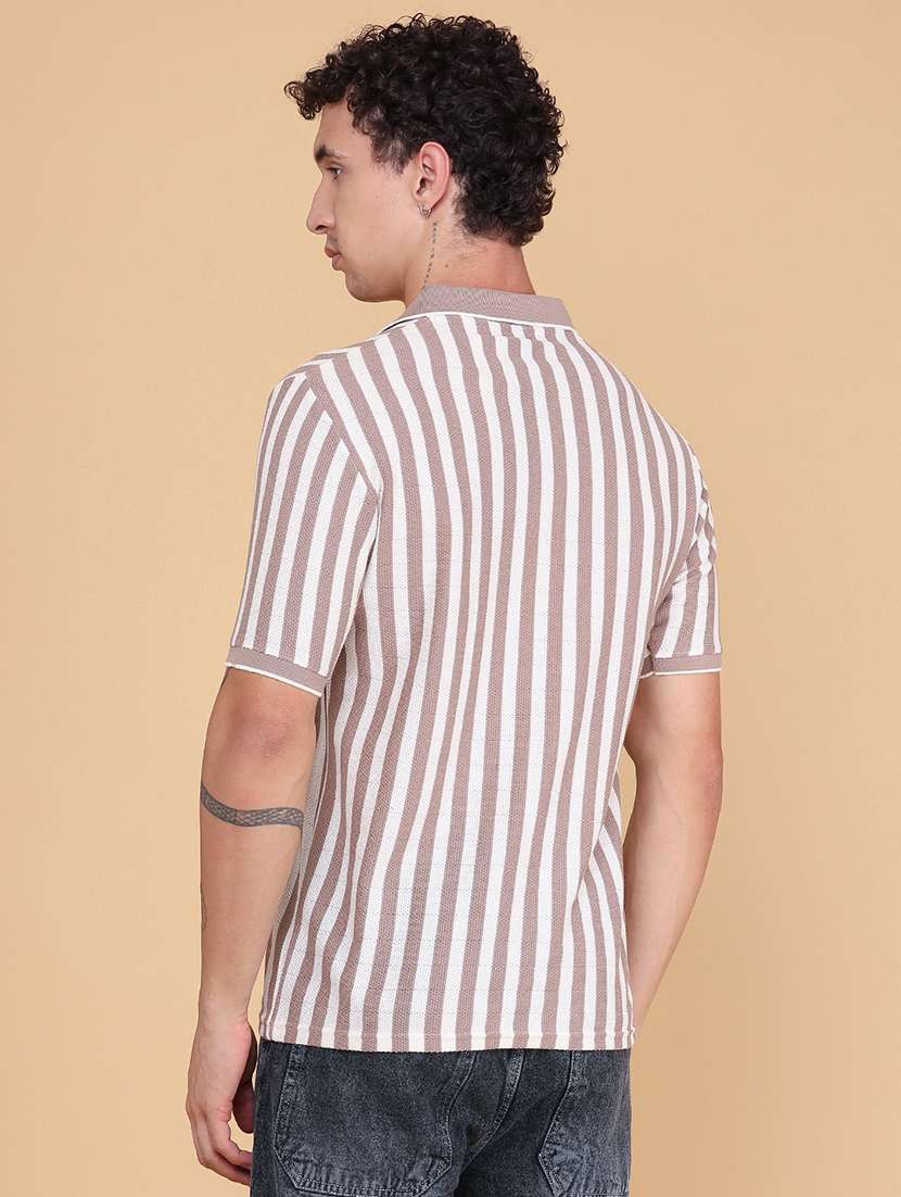 men striped short sleeve regular fit polo t-shirt - 22491174 -  Standard Image - 4